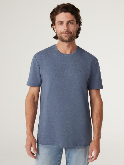 SS Jacquard Print Crew Tee, Blue/Grey, hi-res