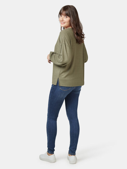 Ella Drop Shoulder Textured Top, Green, hi-res