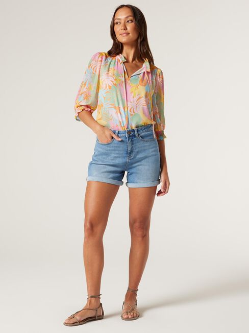 Reef Puff Slv Blouse, Rainbow Gelati, hi-res