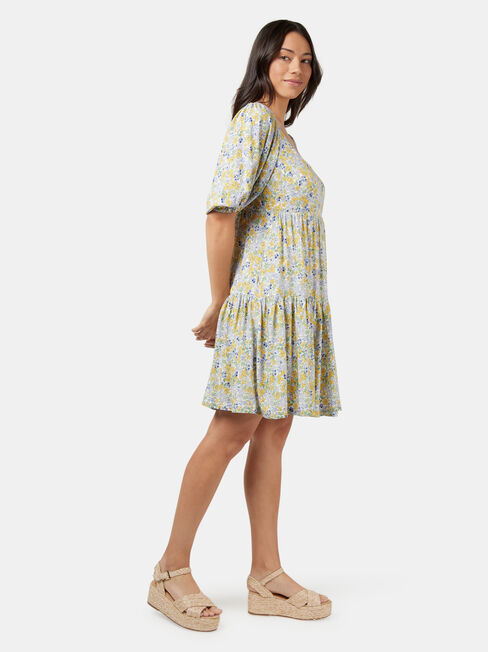 Rebecca Square Neck Dress, Green, hi-res