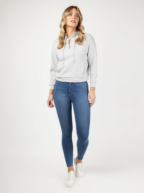 Kaylee Textured Tie Front Top, Grey, hi-res