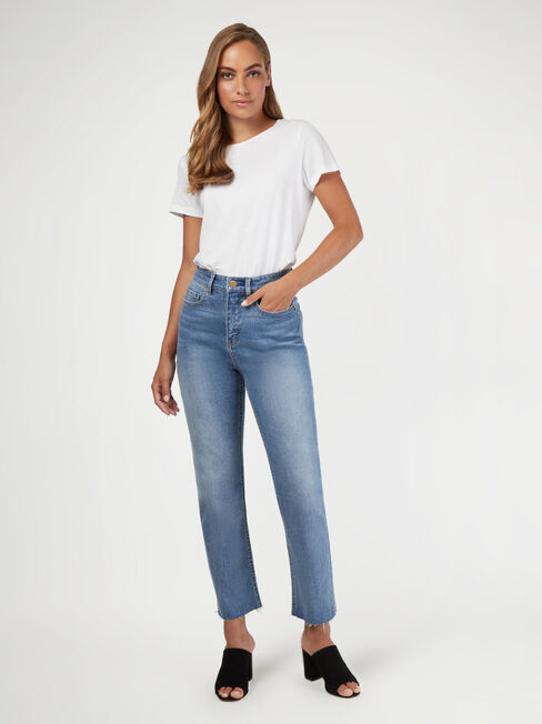 High Waisted Straight Leg Jeans, Vintage Wash, hi-res