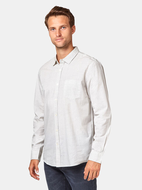 LS Cam Printed Shirt, White, hi-res