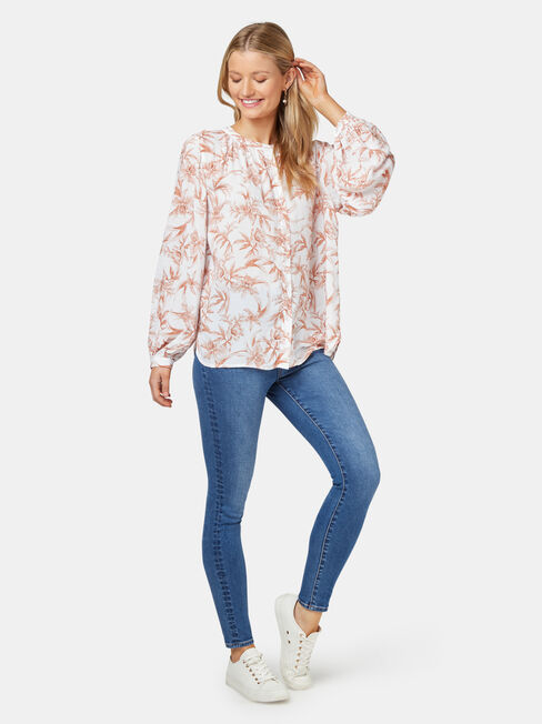Annie Button Thru Blouse, Floral, hi-res
