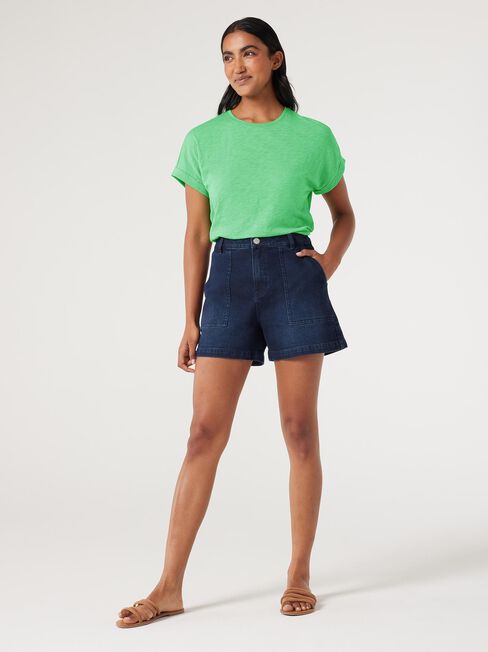 Drop Shoulder Tee, Green, hi-res