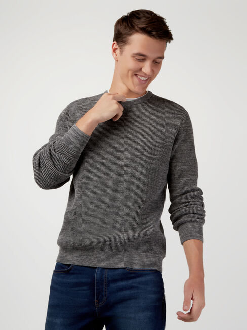 Spencer Textured Crew Knit, Grey, hi-res