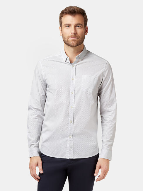 Oscar Long Sleeve Print Shirt, White, hi-res