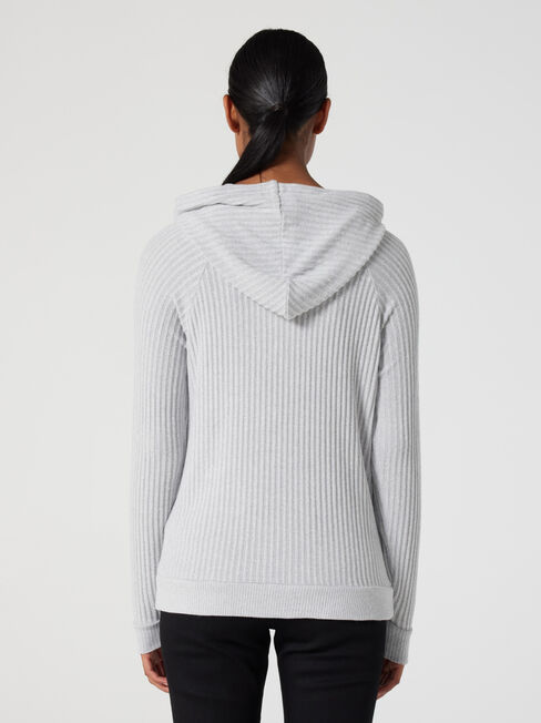 Khloe Rib Hoodie, Grey Marle, hi-res