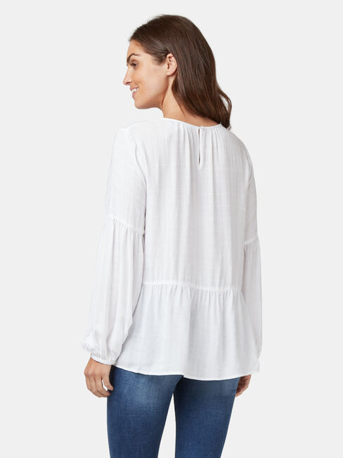 Sally Peplum Blouse, White, hi-res