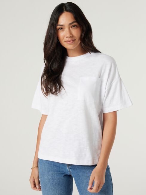 Relaxed Pocket Tee, White, hi-res