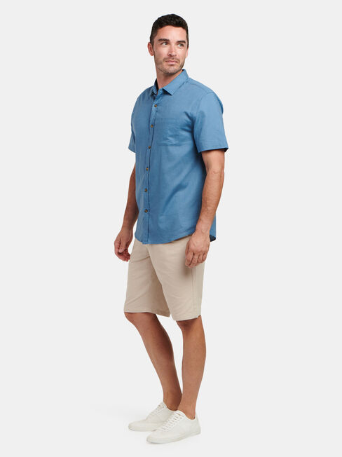 Ethan Short Sleeve Textured Shirt, Blue, hi-res