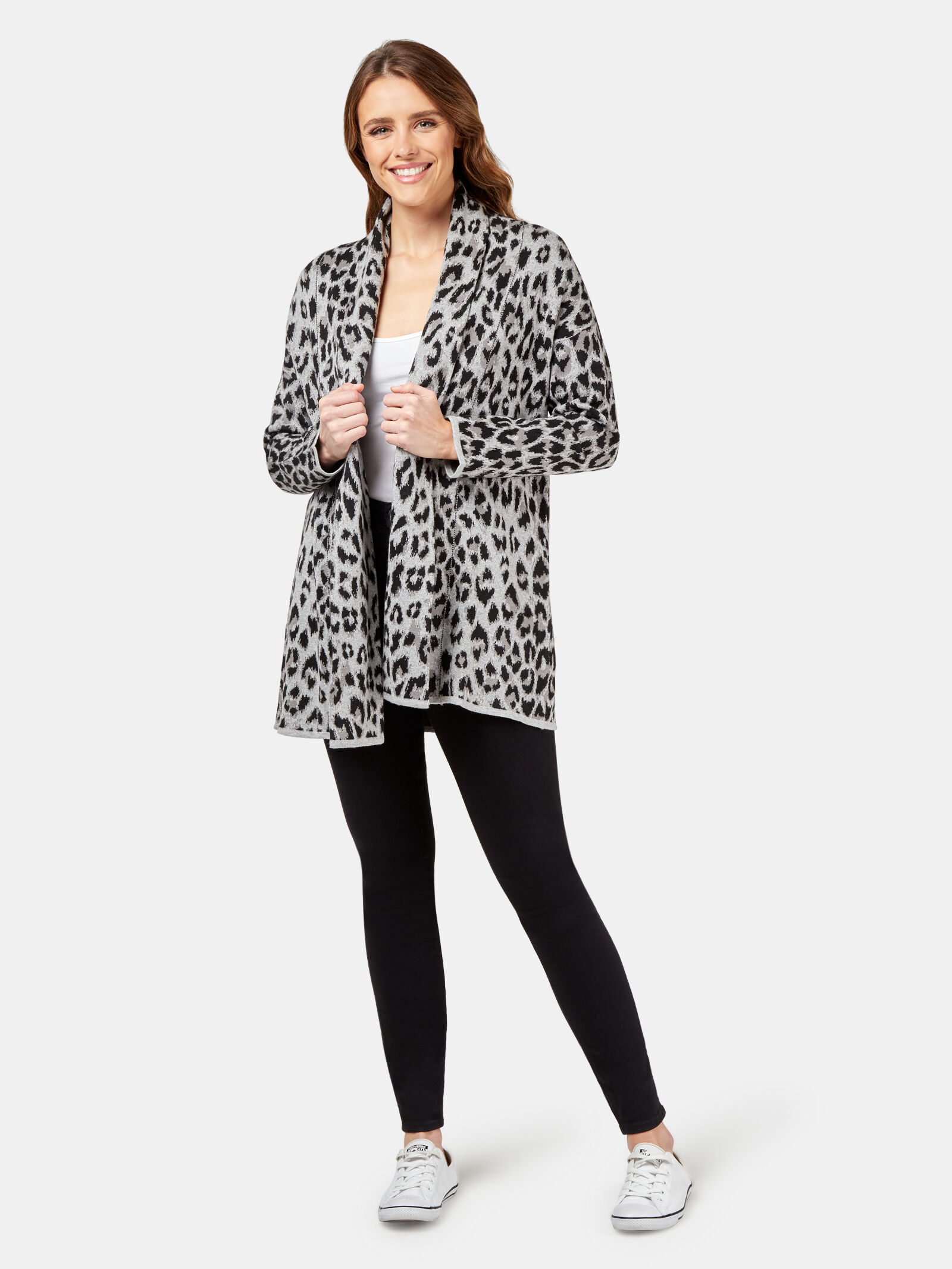 Grey animal sale print cardigan
