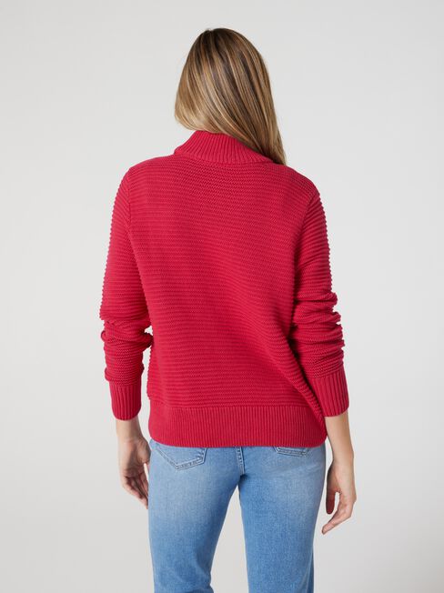 Carrie Cotton Crop Knit, Berry, hi-res