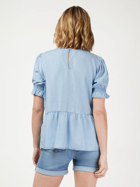 Peri Peplum Top, Blue, hi-res