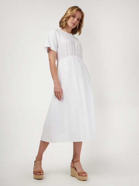 Portia Midi Dress, White, hi-res