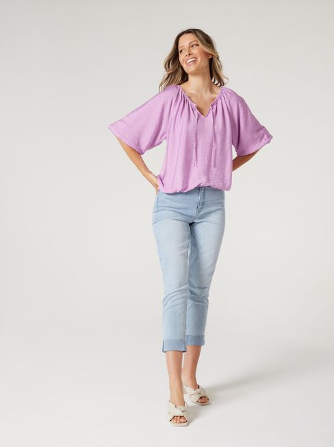 Astrid Tie Front Blouse, Pink, hi-res