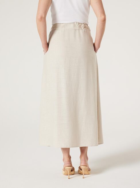 Mia Linen Midi Skirt, Oatmeal, hi-res