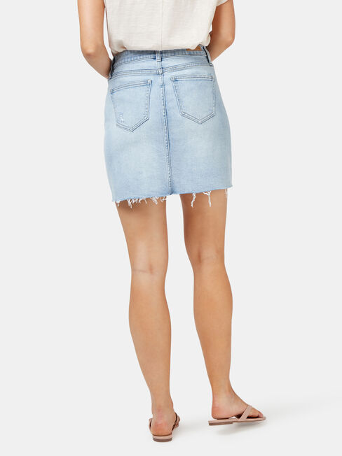 Simone Distressed Denim Skirt, Light Indigo, hi-res