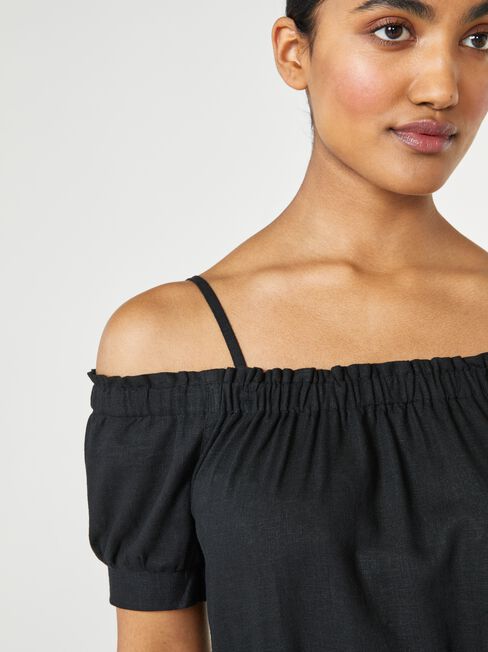 Bardot Off The Shoulder Dress, Black, hi-res