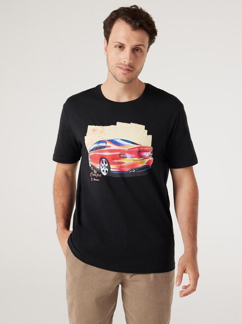 SS Holden Monaro Coupe Print Crew Tee, Black, hi-res