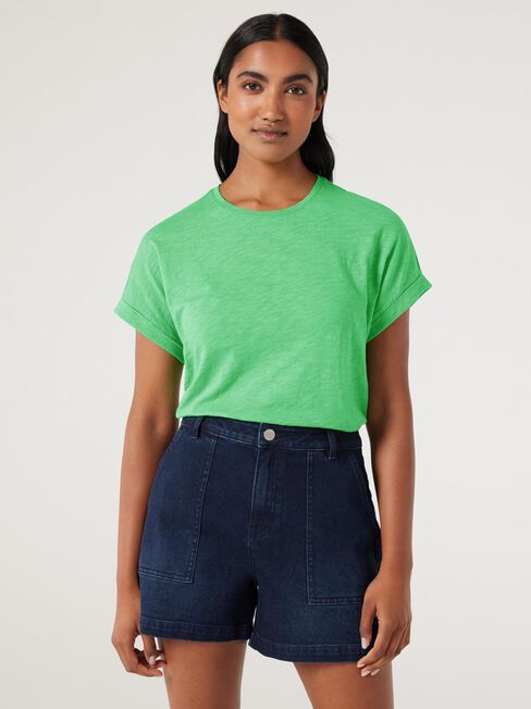 Drop Shoulder Tee, Green, hi-res