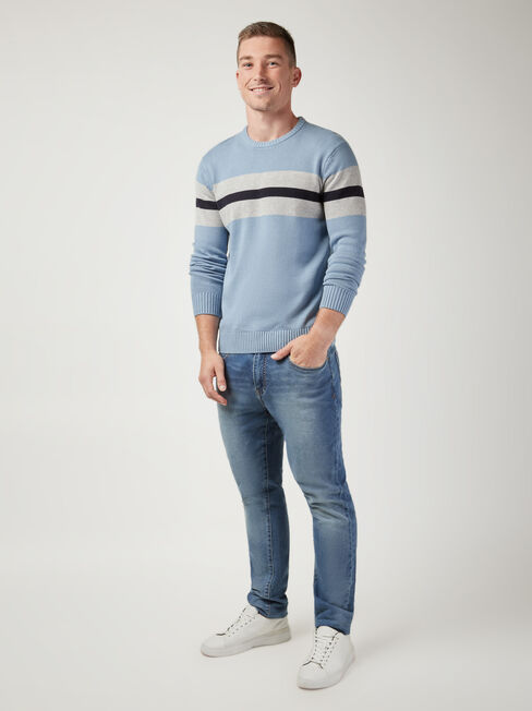 Marshall Block Stripe Crew Knit, Blue, hi-res
