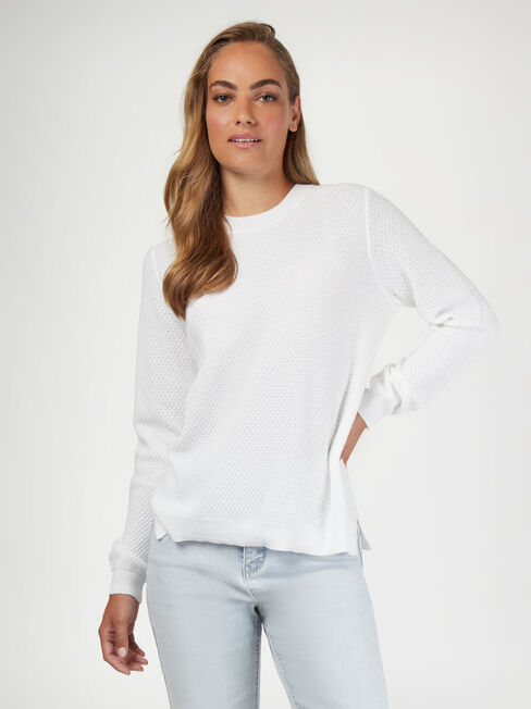 Ally Textured Knit, White, hi-res
