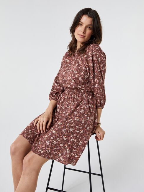 Ellerie Elastic Waist Dress, Floral, hi-res