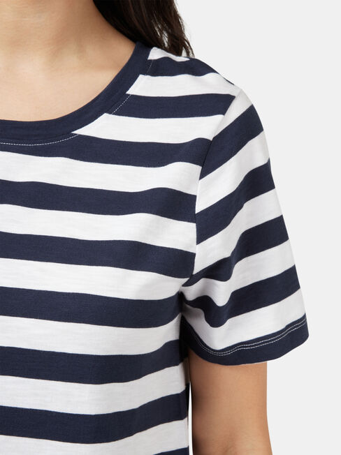 Macy Curved Hem Jersey Dress, Blue Stripe, hi-res