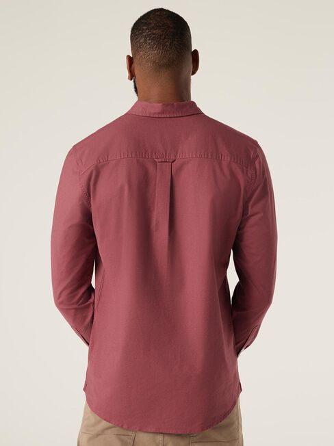 Heston Oxford Long Sleeve Shirt, Berry, hi-res