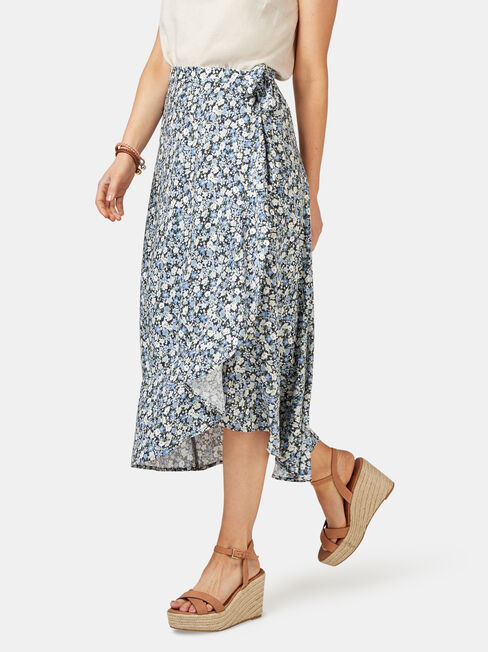 Chloe Midi Wrap Skirt, Mid Indigo, hi-res