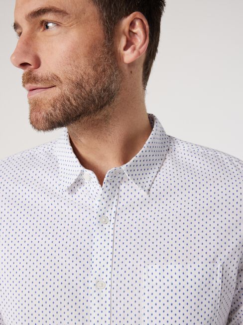 LS Marco Print Shirt, White, hi-res