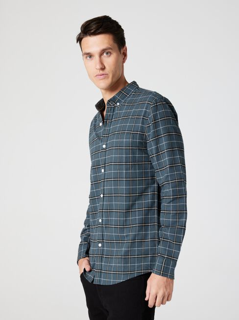 LS Russ Brushed Check Shirt, Green, hi-res