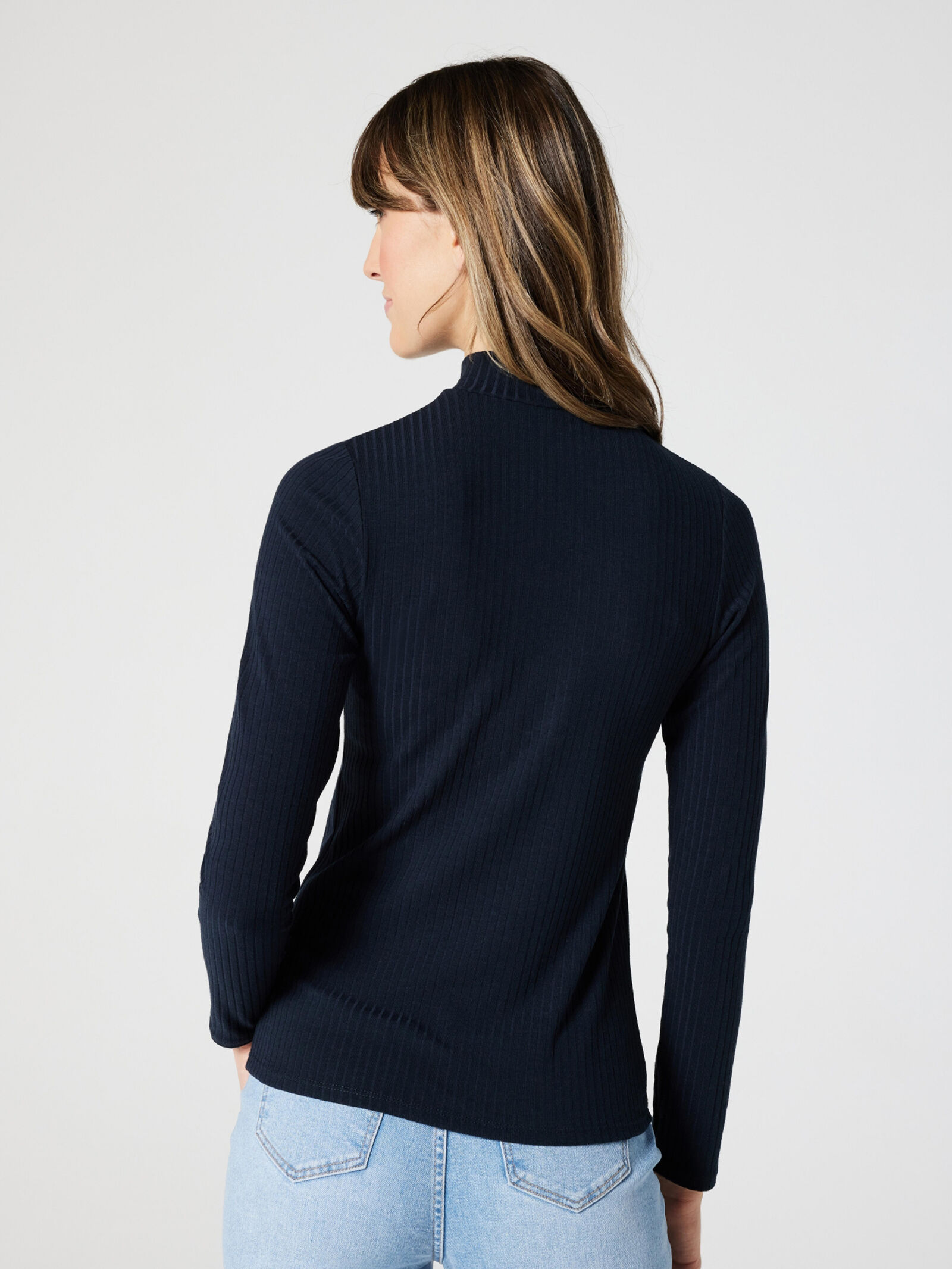 Navy blue mock neck top online