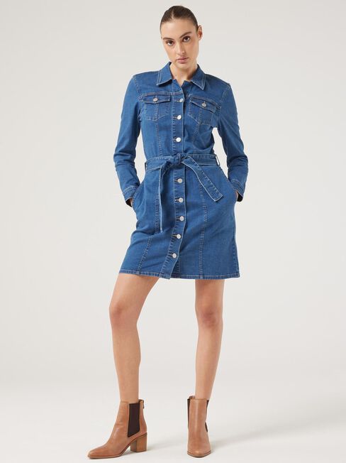 Alexa J-Luxe Long Sleeve Dress, Dark Indigo, hi-res