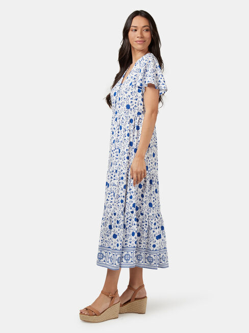 Maya Tiered Midi Dress, Blue, hi-res