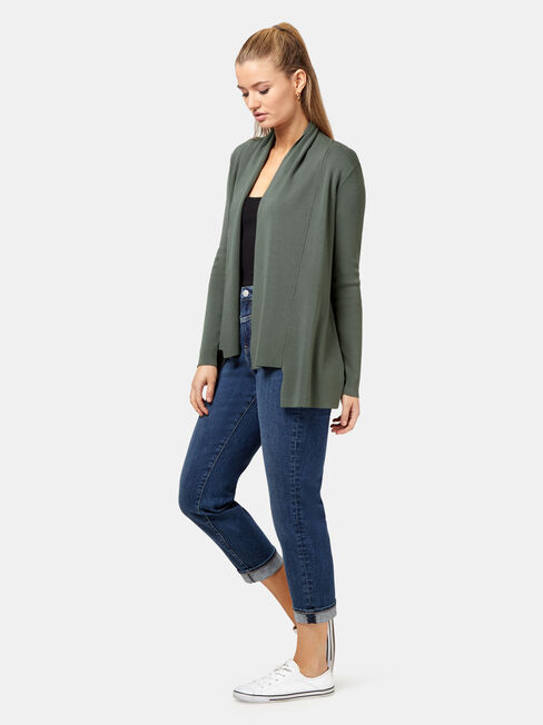 Mischa Drape Front Cardigan, Green, hi-res