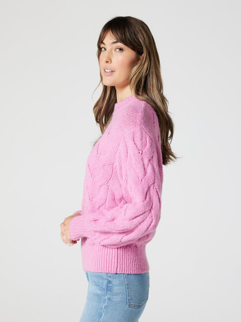 Lauren Cable Knit, Candy Floss, hi-res