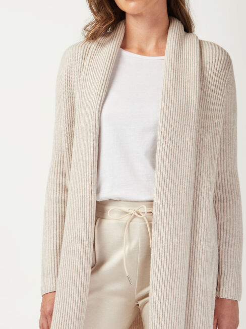 Hannah Ribbed Coatigan, White, hi-res