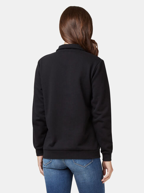 Zip Front Sweat, Black, hi-res