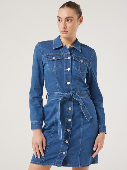 Alexa J-Luxe Long Sleeve Dress, Dark Indigo, hi-res