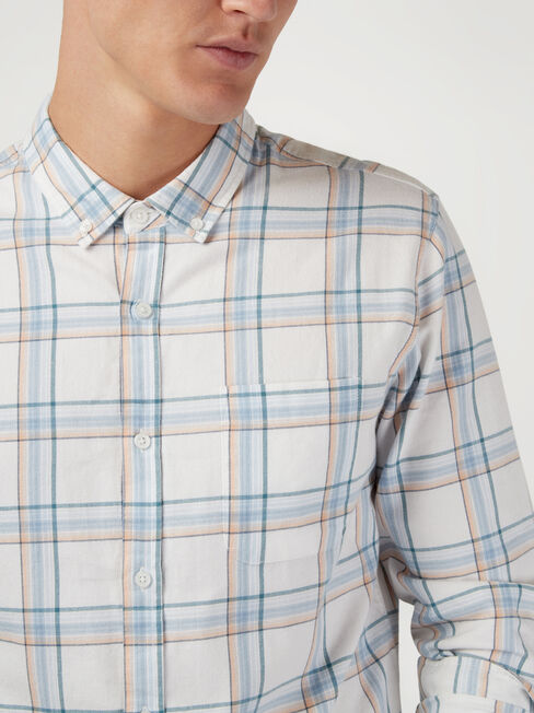 LS Boden Brushed Check Shirt, White, hi-res