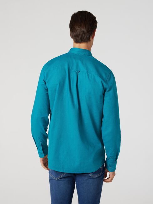 Brody Textured Long Sleeve Shirt, Washed Jade, hi-res