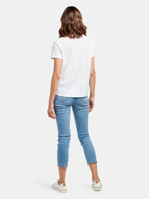 Lacey Lace Tee, White, hi-res