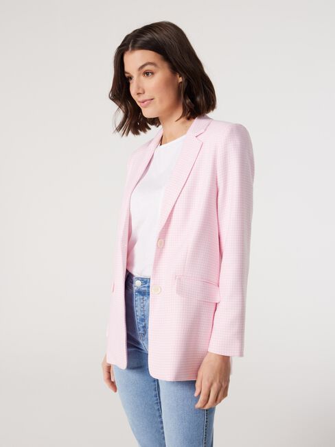 River Check Jacket, Pink, hi-res