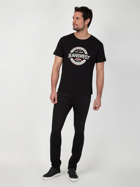 SS Jeanswest Logo Print Crew Tee, Black, hi-res