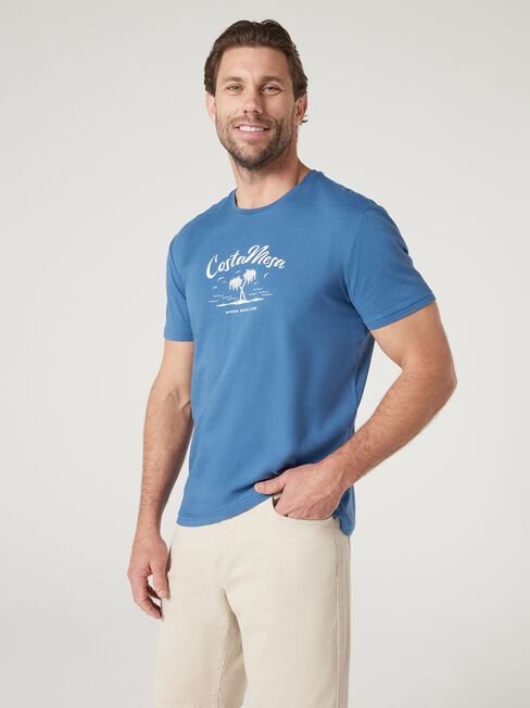 Short Sleeve Costa Mesa Print Crew Tee, Navy, hi-res