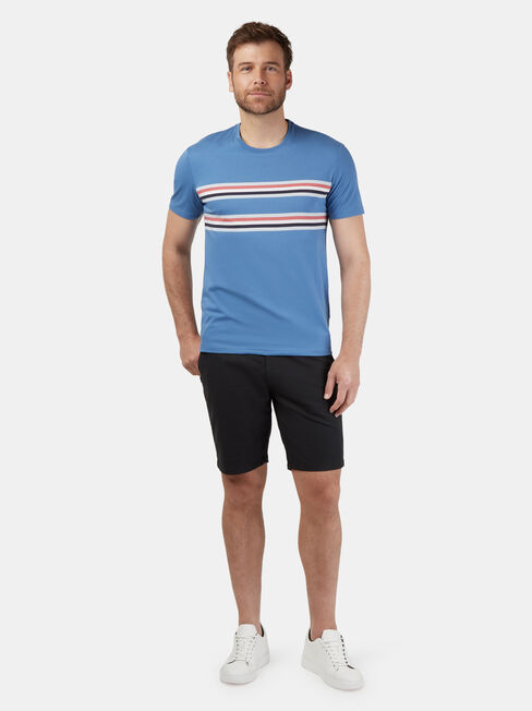 Clifton Short Sleeve Panel Print Crew Tee, Blue, hi-res