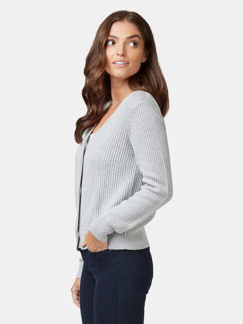 Camille Cropped Cardigan, Grey, hi-res