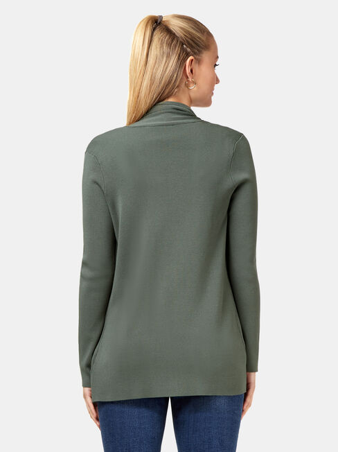 Mischa Drape Front Cardigan, Green, hi-res